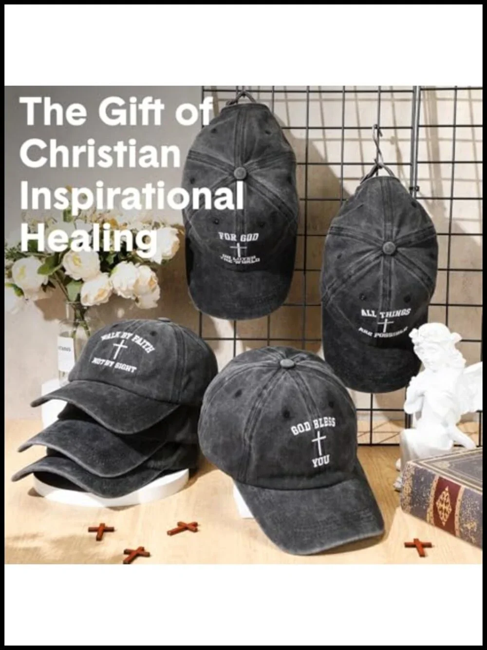 10 Pc Cotton Cross Baseball Caps Adjustable Christian Hats